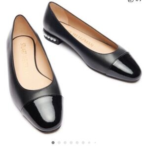Stuart Weitzman Pearl Flat Woman’s Black leather ballet shoes. Size 8.5